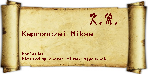 Kapronczai Miksa névjegykártya